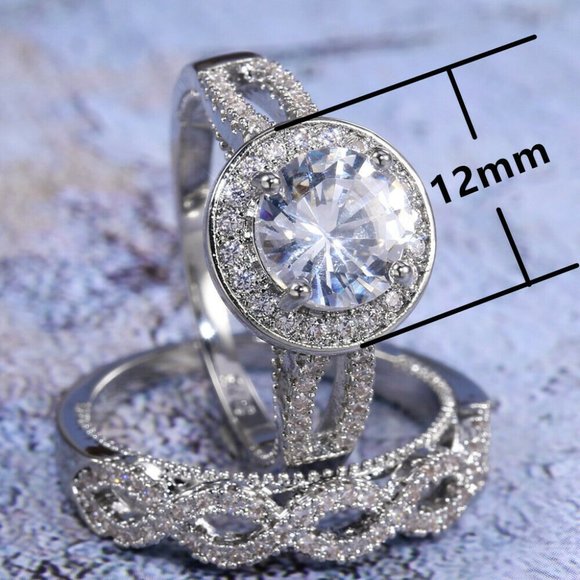 NEW 925 Silver White Sapphire Wedding Ring - Picture 5 of 6